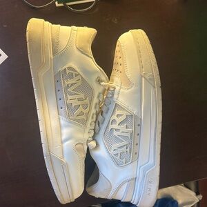 AMIRI Cream and White Leather Sneakers